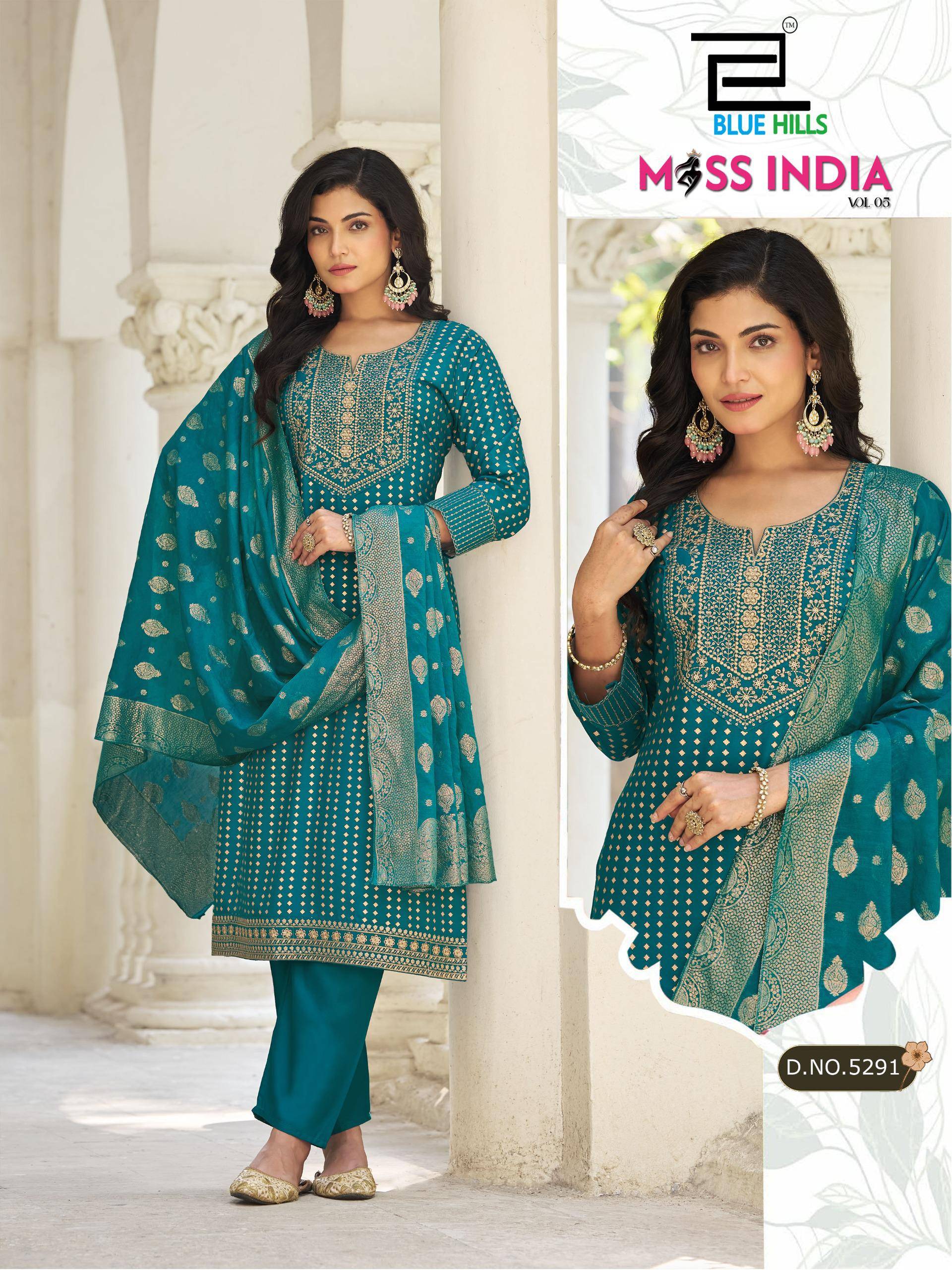 MISS INDIA VOL 5 By BLUE HULLS 5291 TO 5296 Beautiful Festive Suits Stylish Colorful Fancy Casual Wear & Ethnic Wear RAYON  14KG Dresses At Wholesale Price
